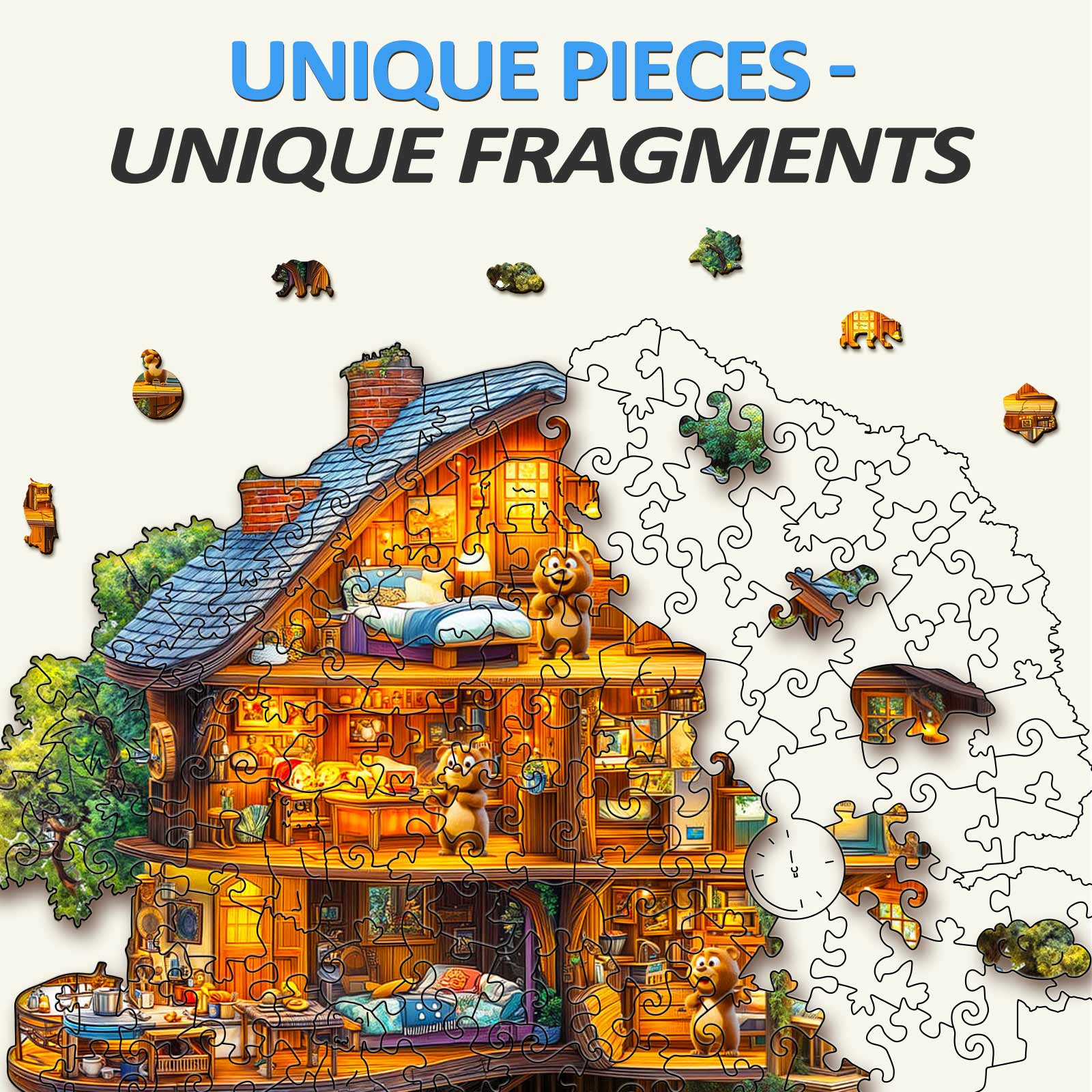 Rompecabezas de madera Bear House