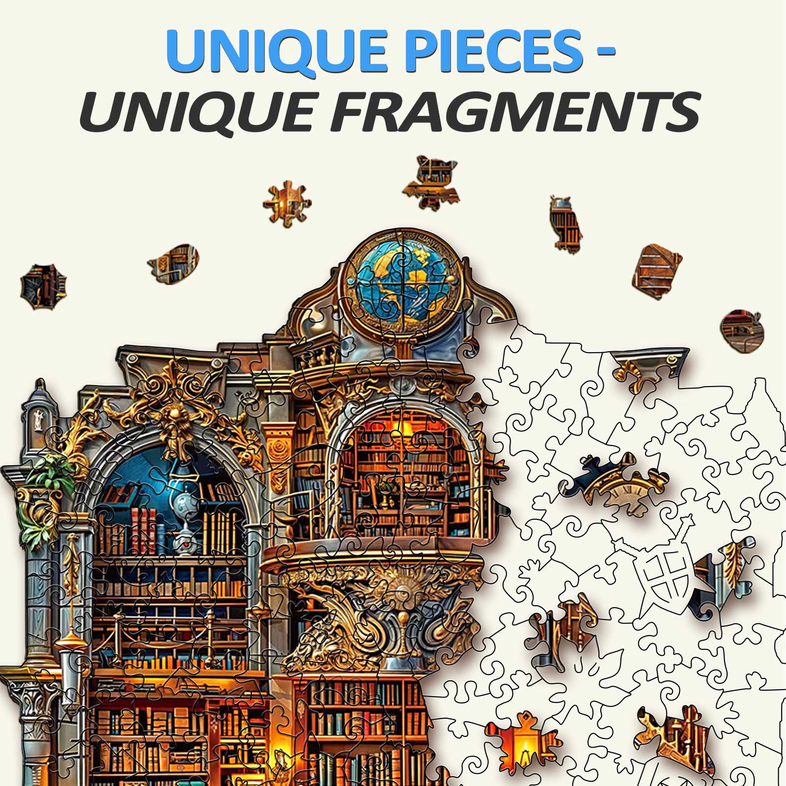 Gothic Revival Bookstore Wooden Jigsaw Puzzle