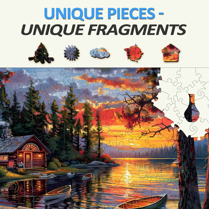 Canoe Lake-1 Wooden Jigsaw Puzzle