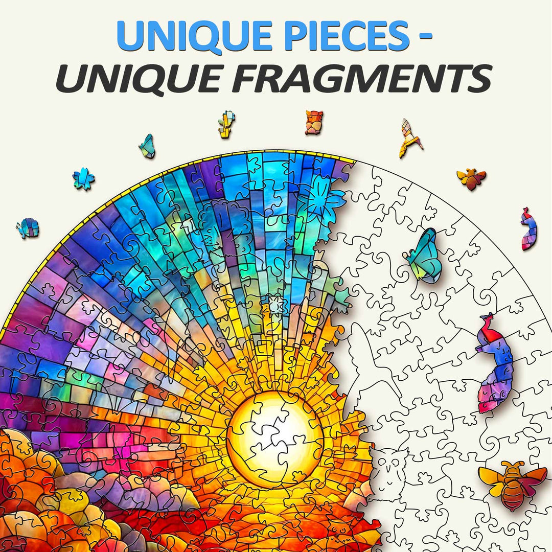 Buntglas Regenbogen Holzpuzzle