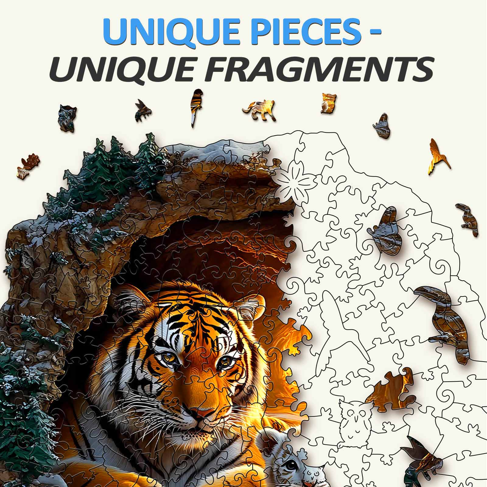 Puzzle en bois 3D Famille de tigres-2