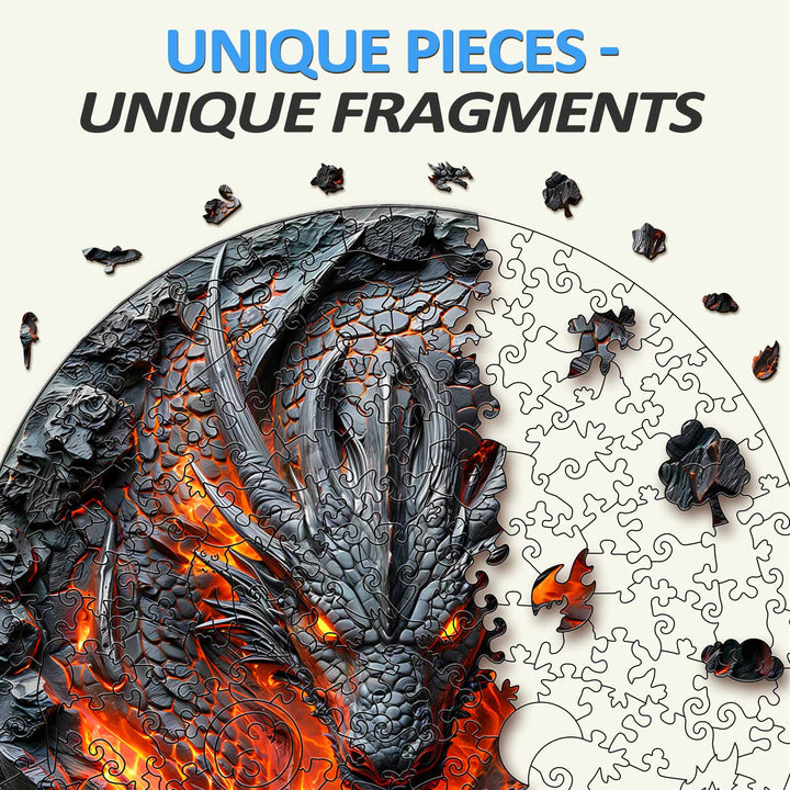 Flame Wall Dragon Wooden Jigsaw Puzzle