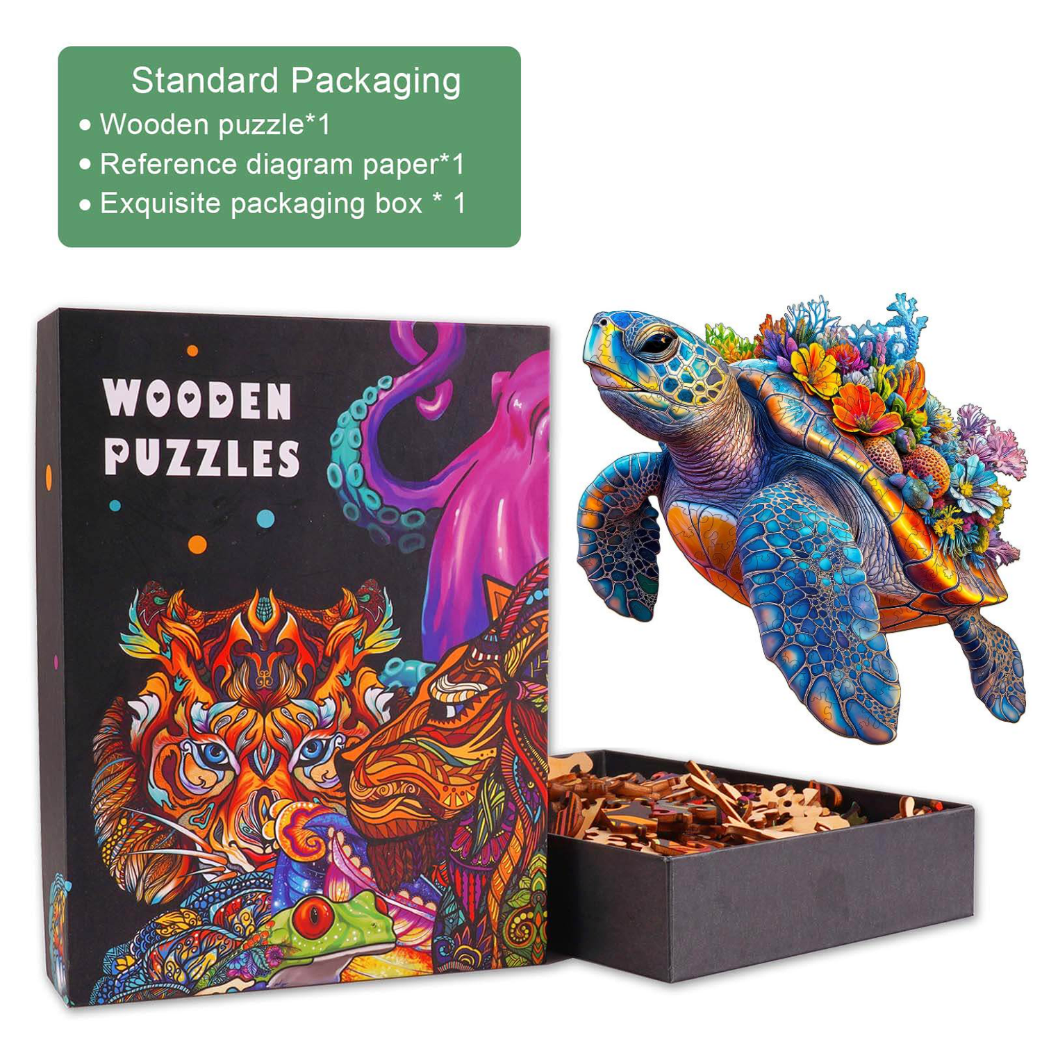 Puzzle en bois Corail et Tortue