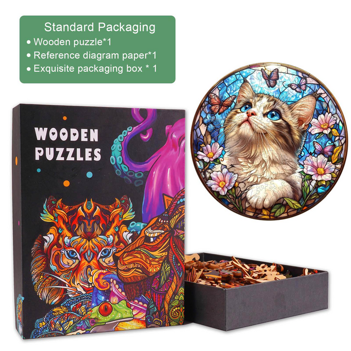 Ragdoll and Butterfly  Wooden Jigsaw Puzzle
