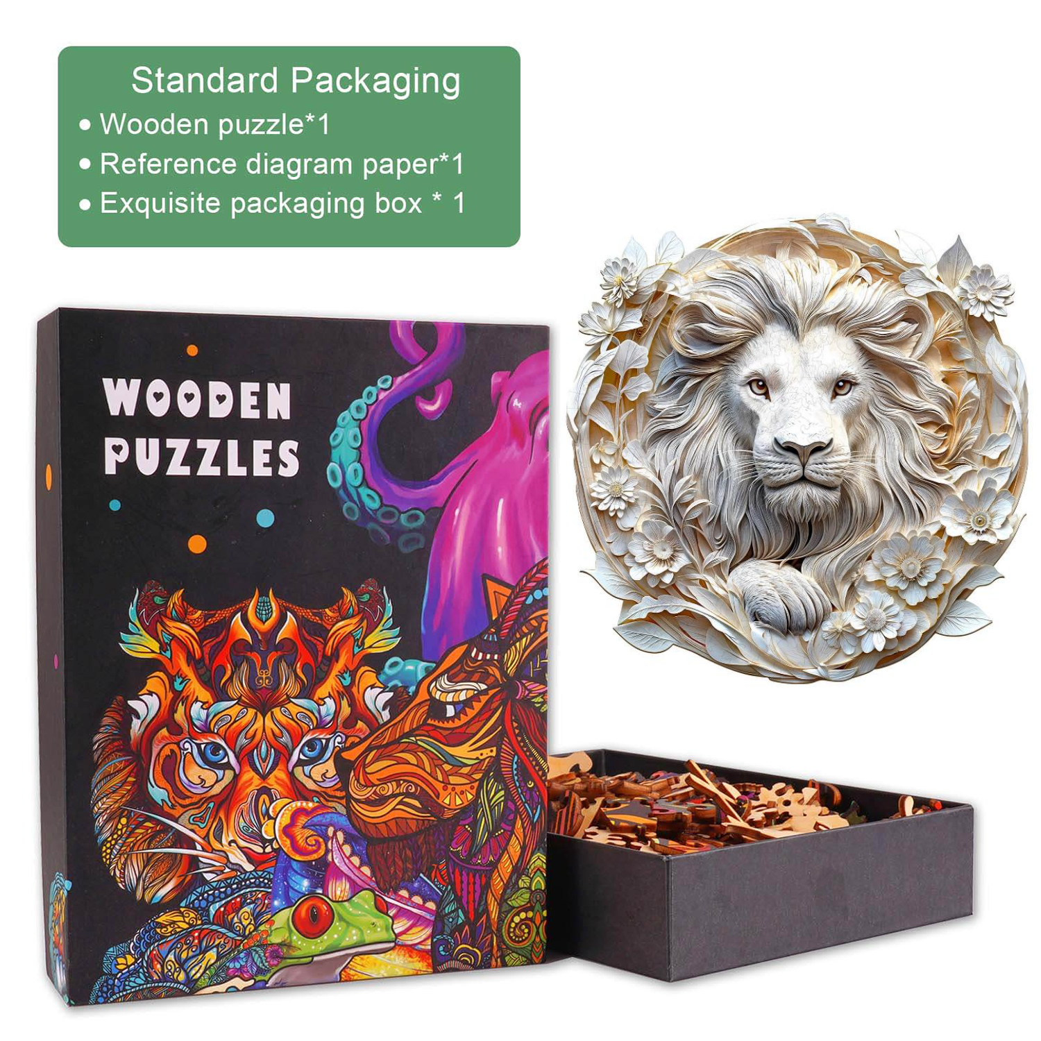 3D Paper Lion Wooden Jigsaw Puzzle