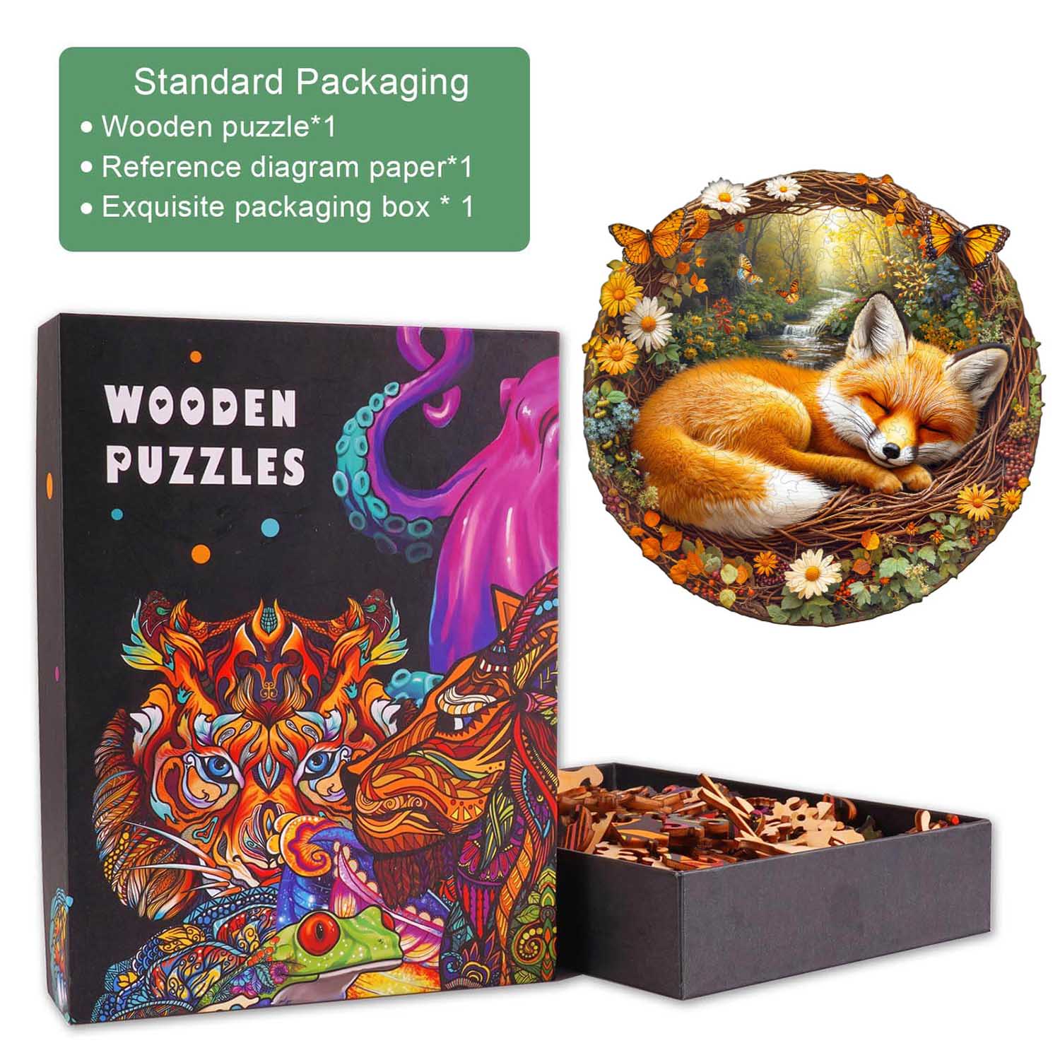 Lazy little fox Wooden Jigsaw Puzzle