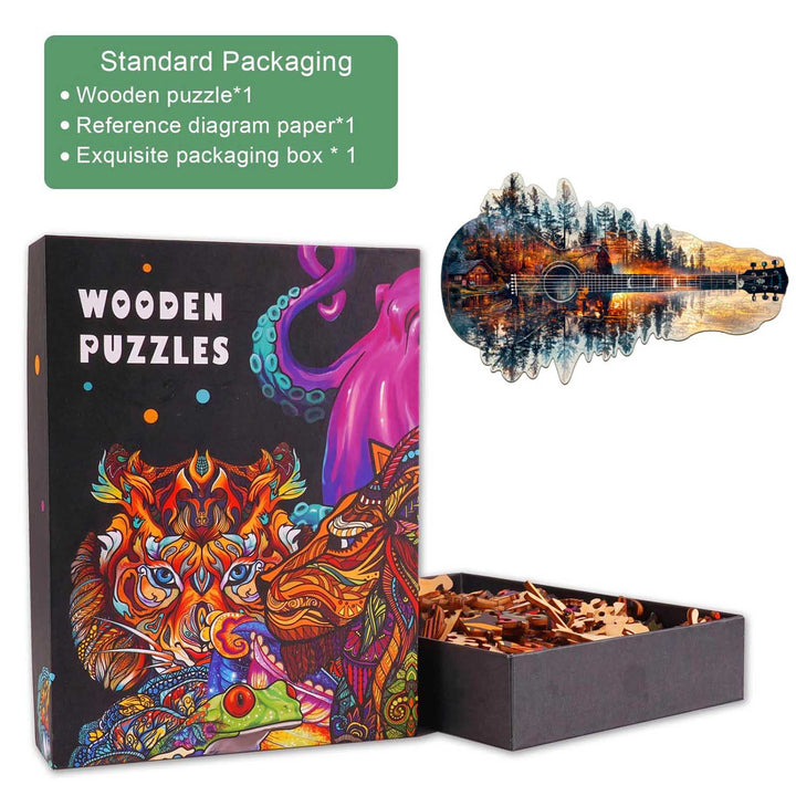 Sonnenuntergang Gitarre Holzpuzzle
