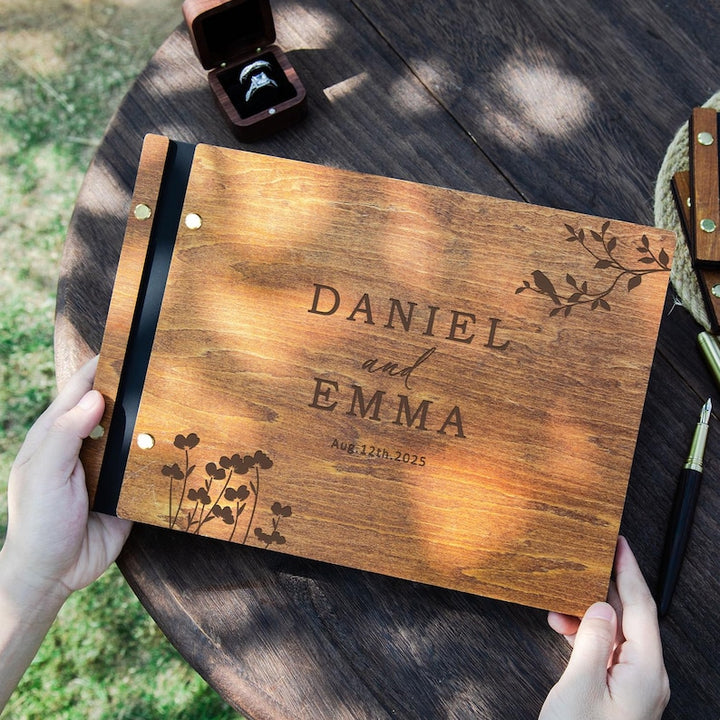 Personalized Wooden Wedding Guest Book - Wedding Photo Album