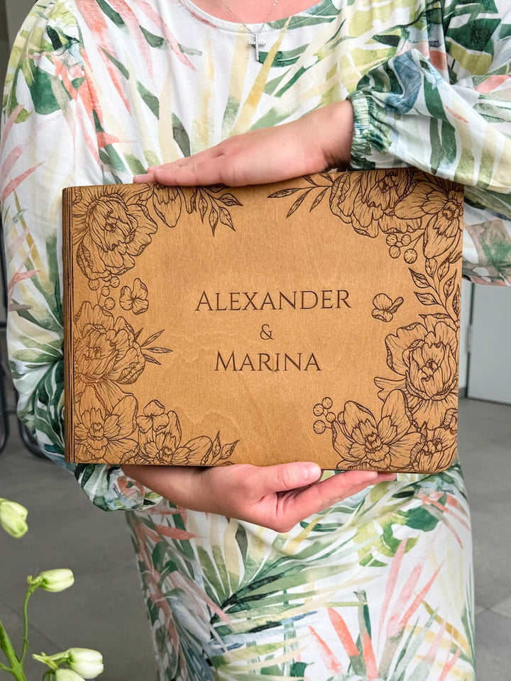 Wooden Photo Album - Engraved Polaroid Photo Album