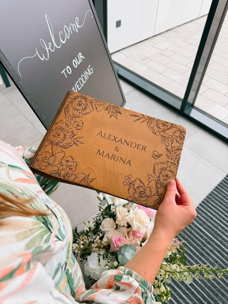 Wooden Photo Album - Engraved Polaroid Photo Album