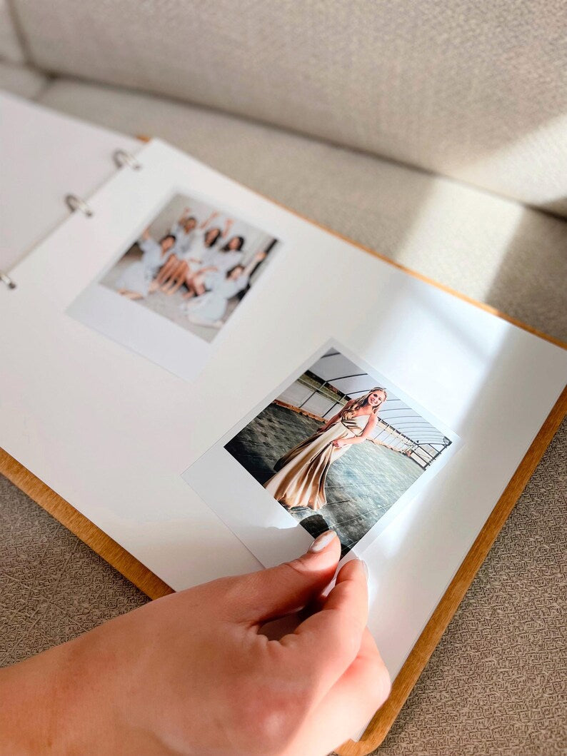 Wooden Photo Album - Engraved Polaroid Photo Album
