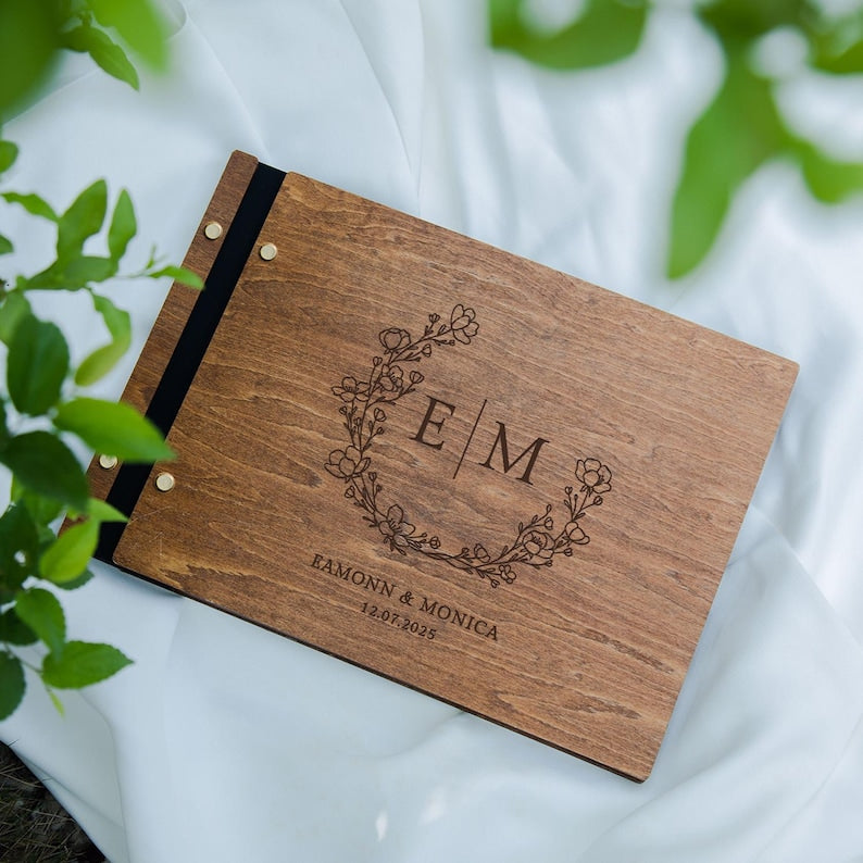 Personalized Wooden Wedding Guest Book - Wedding Photo Album