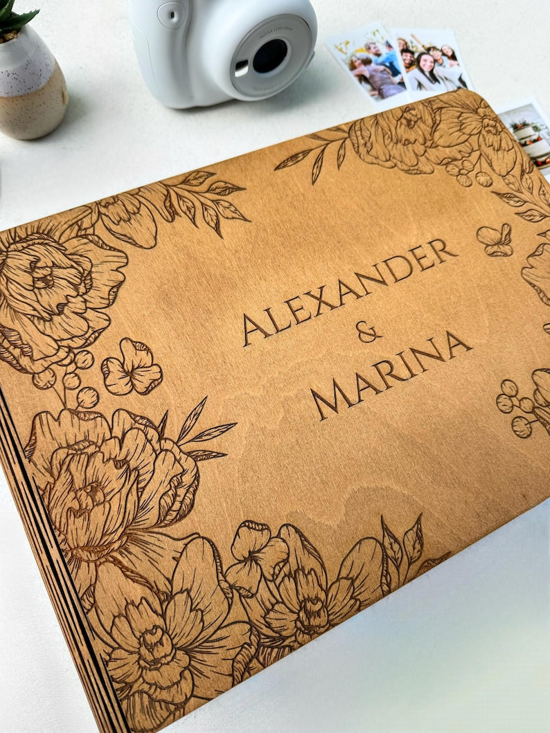 Wooden Photo Album - Engraved Polaroid Photo Album