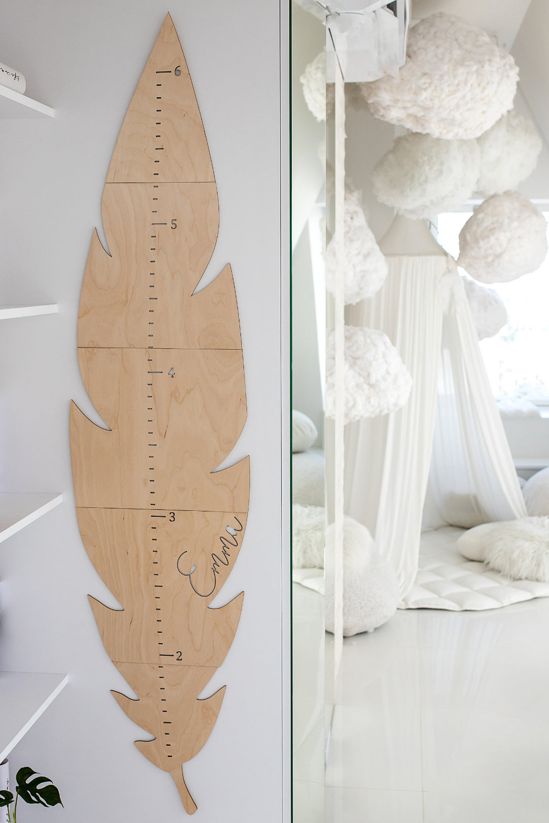 Personalized Wooden Feather Growth Chart