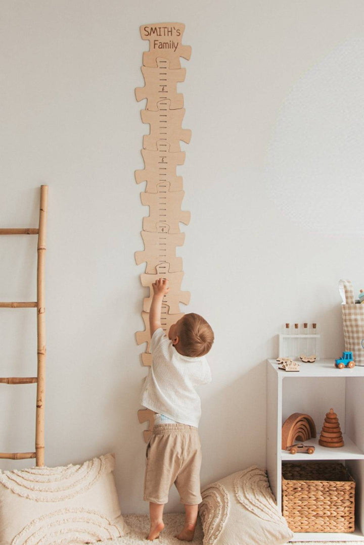 Decoración de pared personalizada de la tabla de crecimiento de rompecabezas de madera