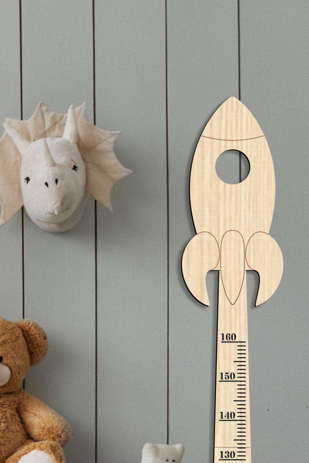 Personalized Wooden Rocket Growth Chart Nursery Decor