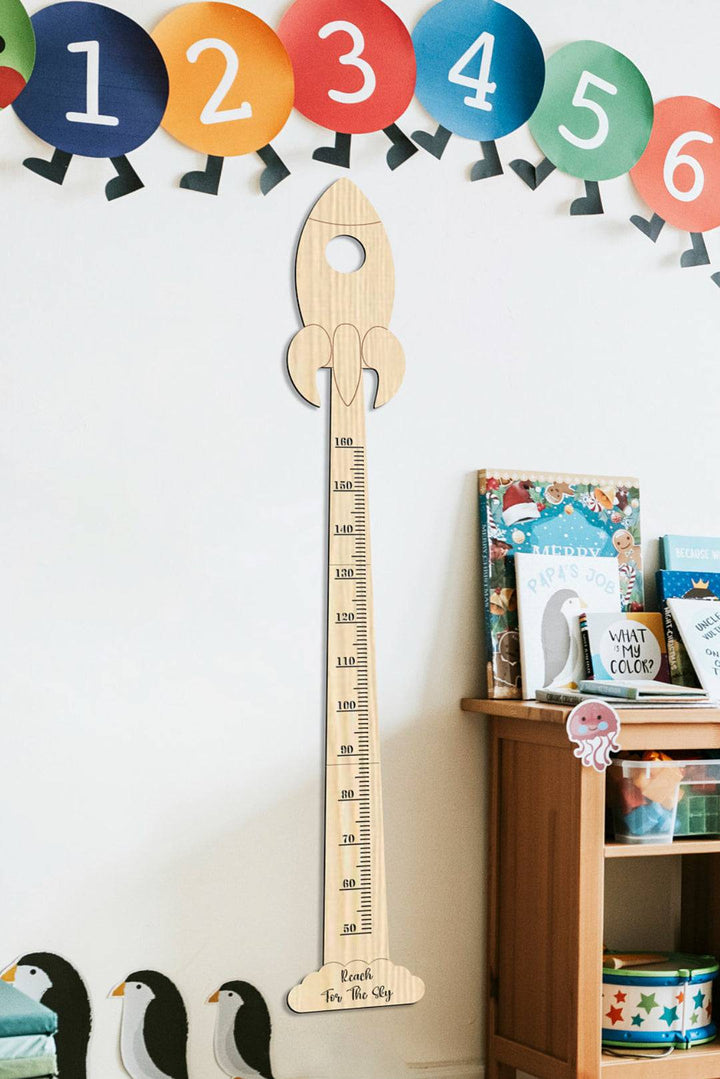 Personalized Wooden Rocket Growth Chart Nursery Decor - By Woodbests