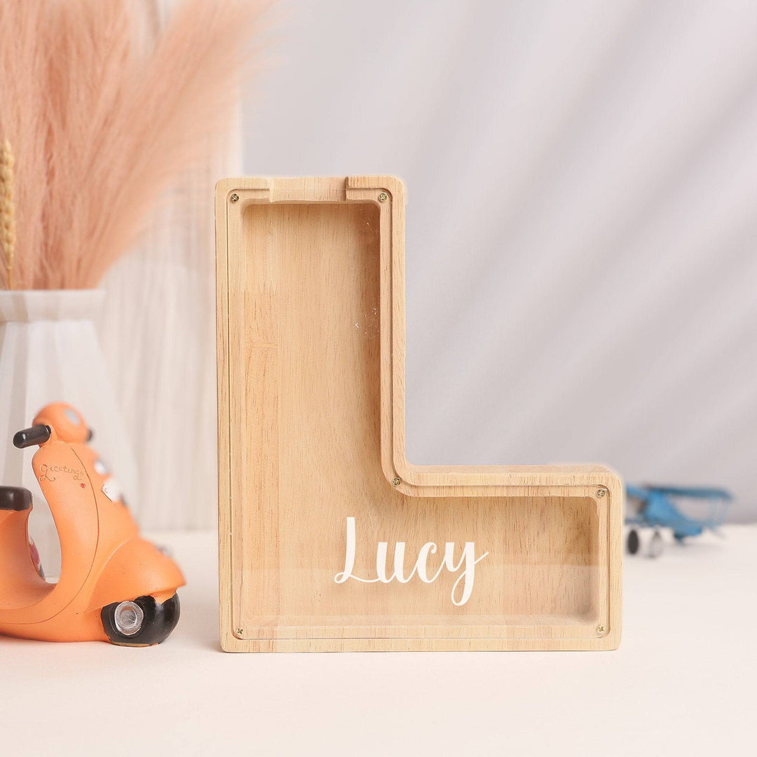 Baby Gift - Wooden Letter Piggy Bank For Kids