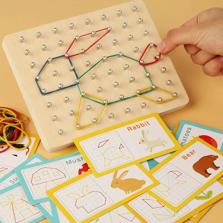 Wooden Montessori Geometry Pegboard Graphic Toy