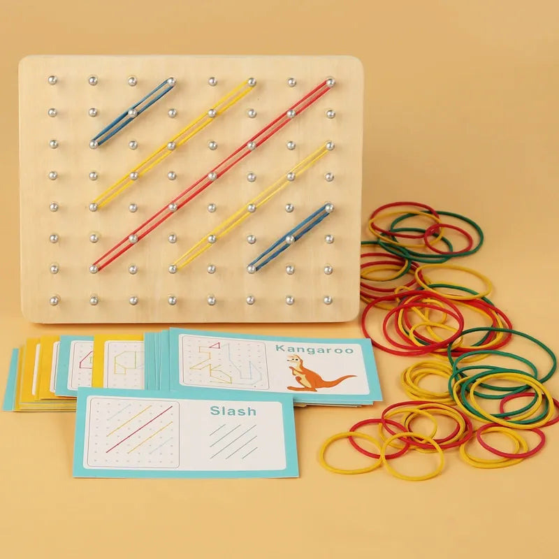 Wooden Montessori Geometry Pegboard Graphic Toy