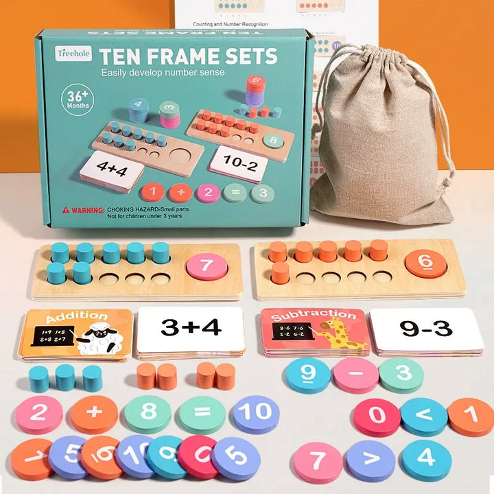 Wooden Children's Tens Digit Addition And Subtraction Math Toy