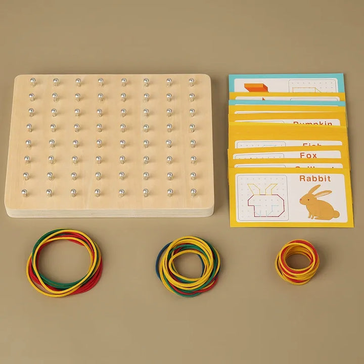 Wooden Montessori Geometry Pegboard Graphic Toy