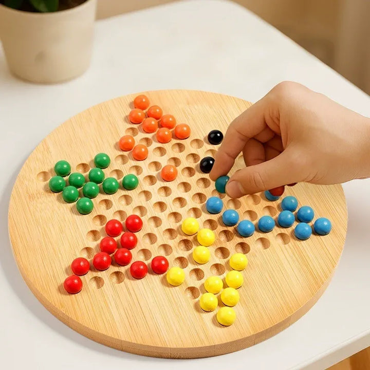 Wooden Parent-Child Interactive Checkers Board Game
