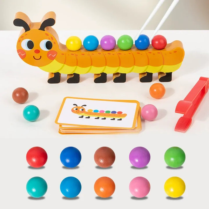 Wooden Training Baby Cognitive Matching Color Clip Bead Educational Toy