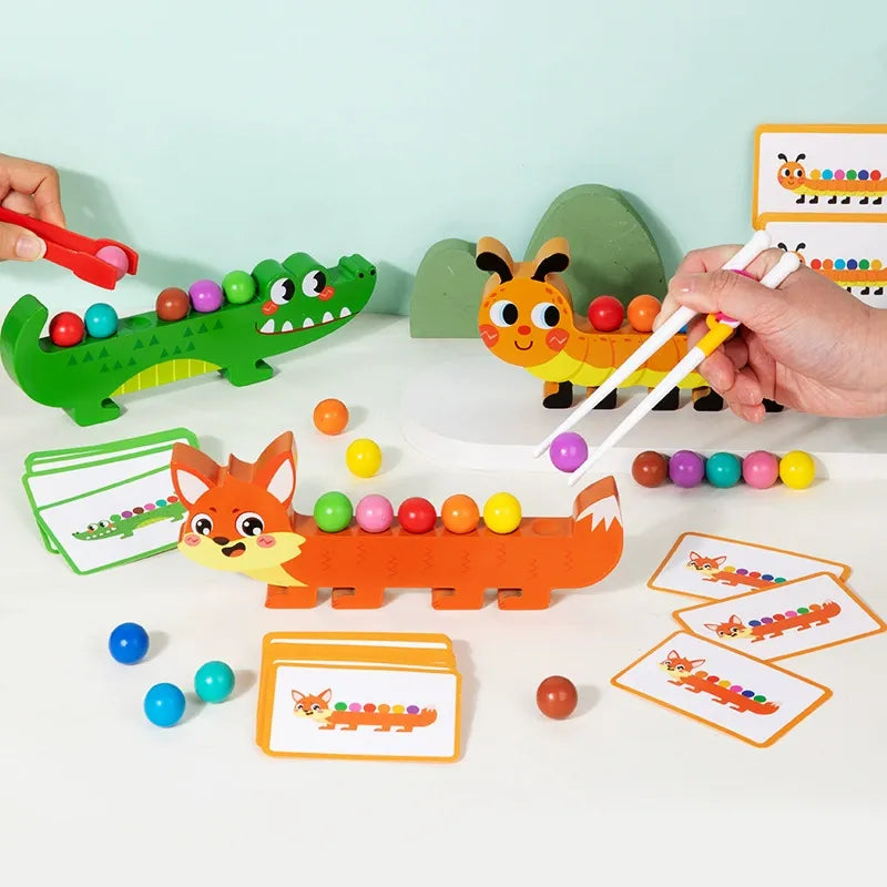 Wooden Training Baby Cognitive Matching Color Clip Bead Educational Toy