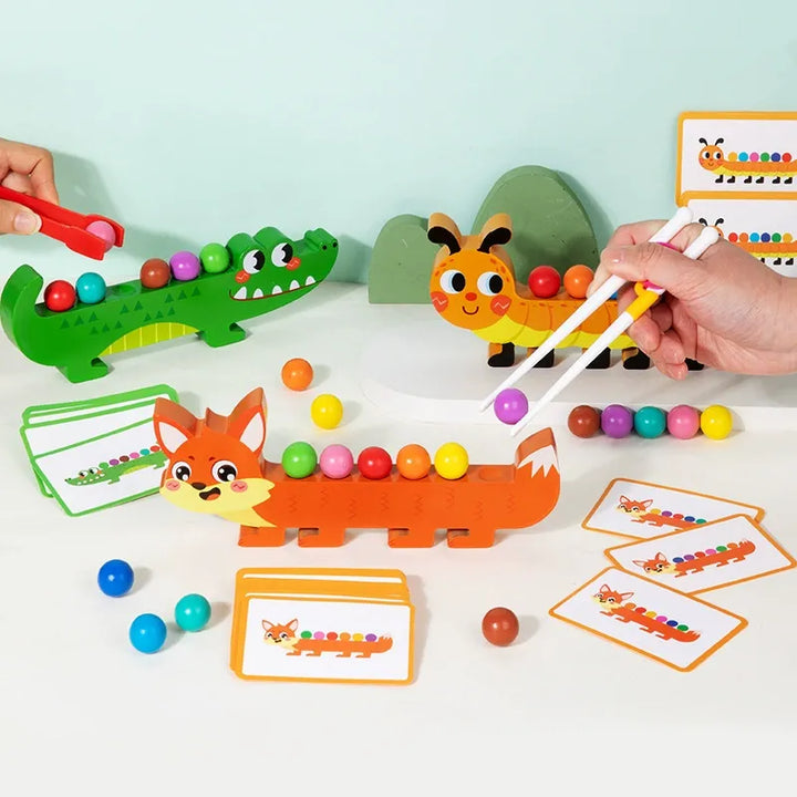 Wooden Training Baby Cognitive Matching Color Clip Bead Educational Toy