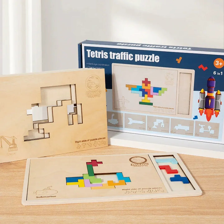 Wooden Tetris Space Block Puzzle Game