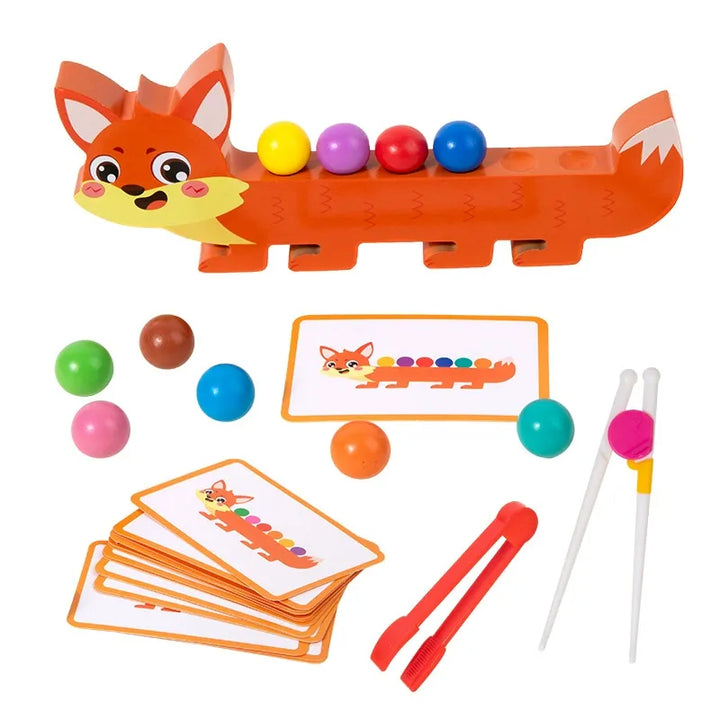 Wooden Training Baby Cognitive Matching Color Clip Bead Educational Toy