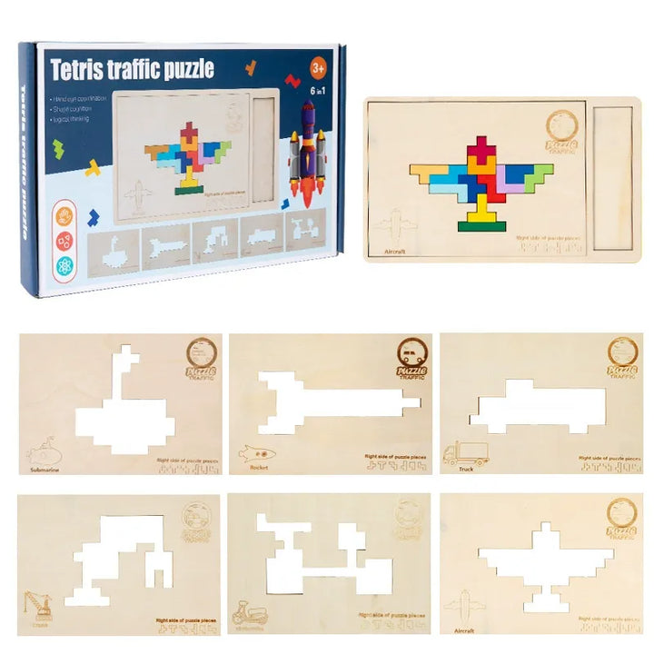 Wooden Tetris Space Block Puzzle Game