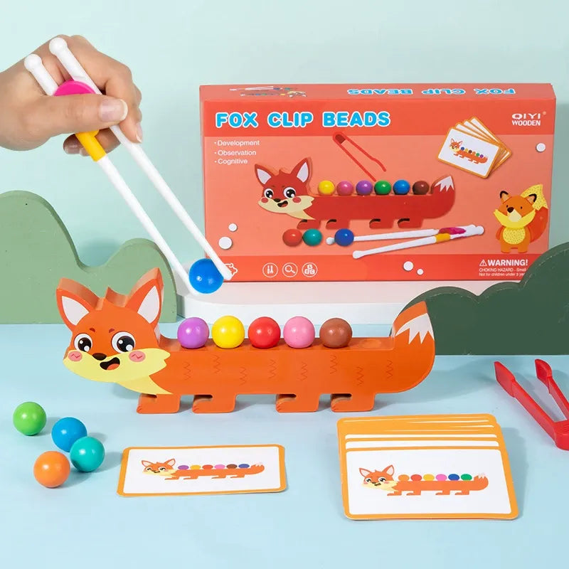 Wooden Training Baby Cognitive Matching Color Clip Bead Educational Toy