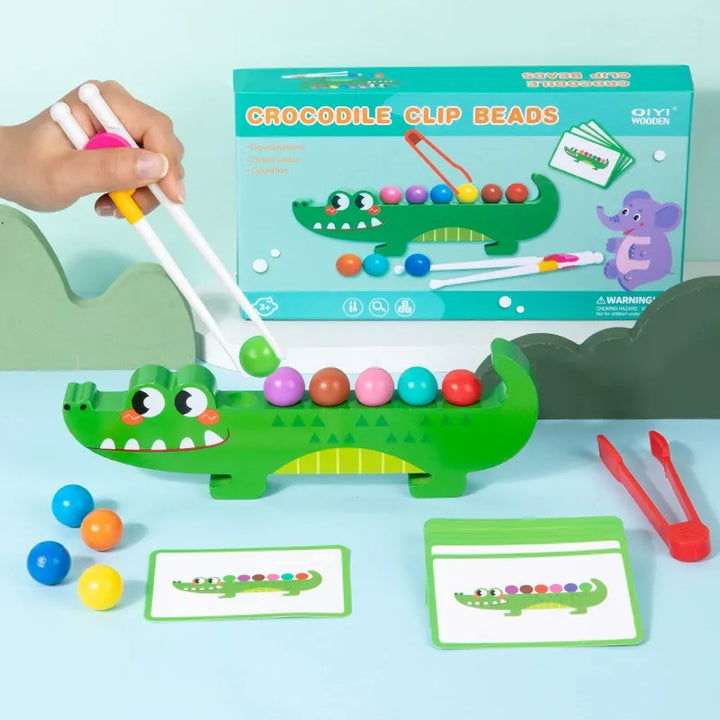 Wooden Training Baby Cognitive Matching Color Clip Bead Educational Toy