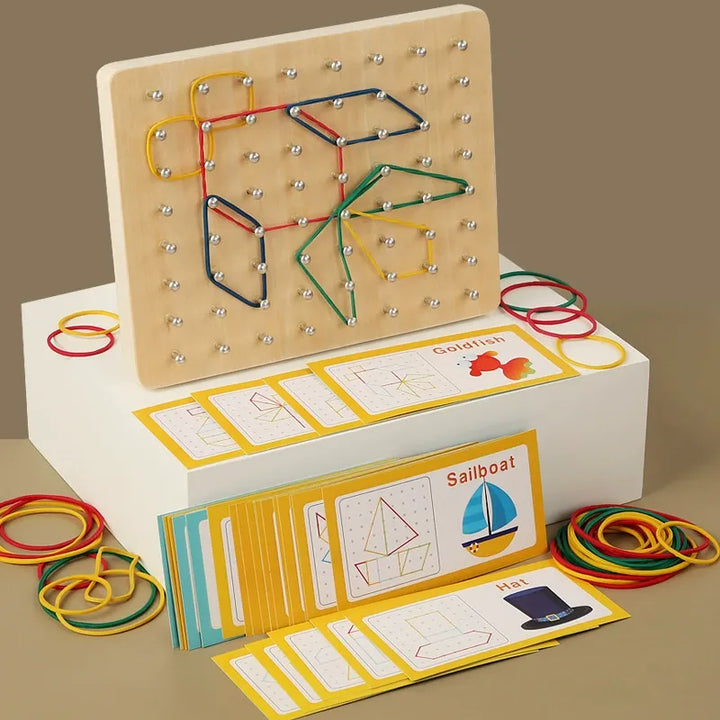 Wooden Montessori Geometry Pegboard Graphic Toy