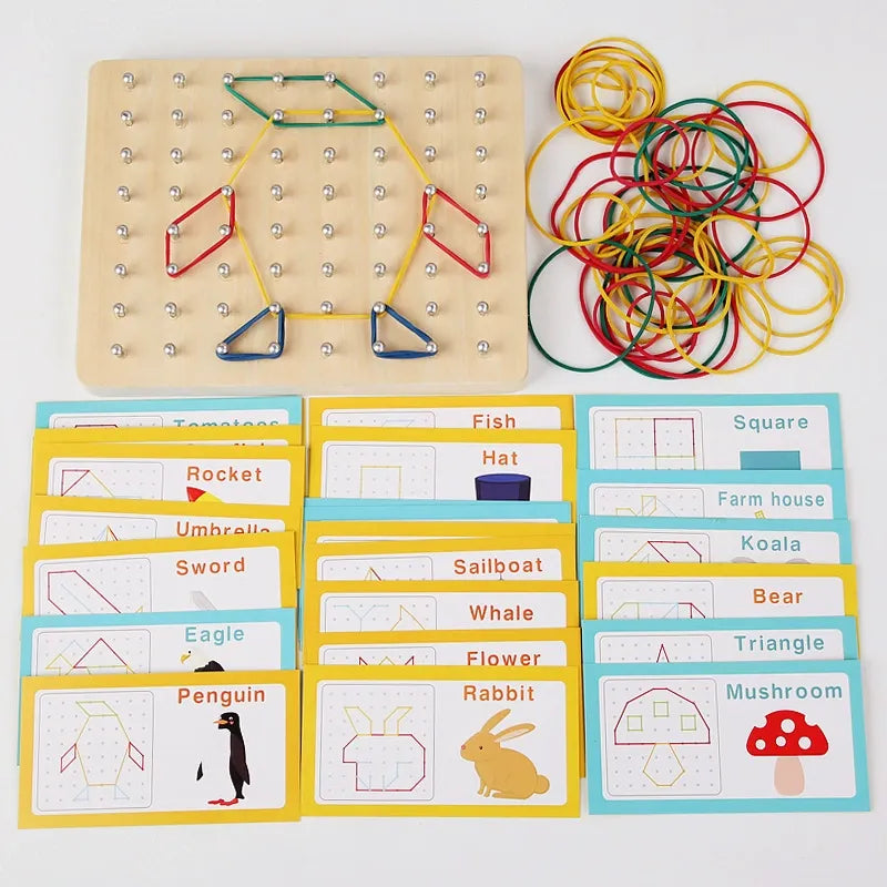 Wooden Montessori Geometry Pegboard Graphic Toy