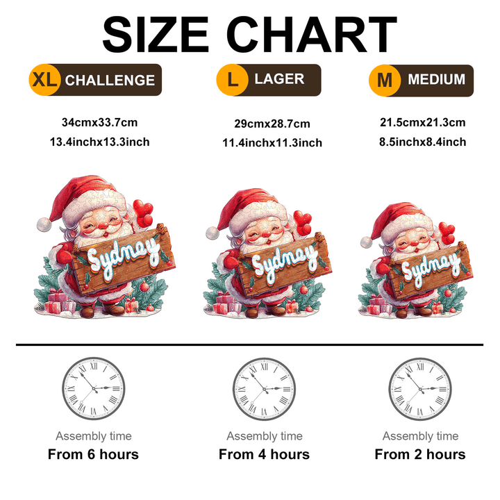 Santa Claus Custom Name Wooden Jigsaw Puzzle - Woodbests