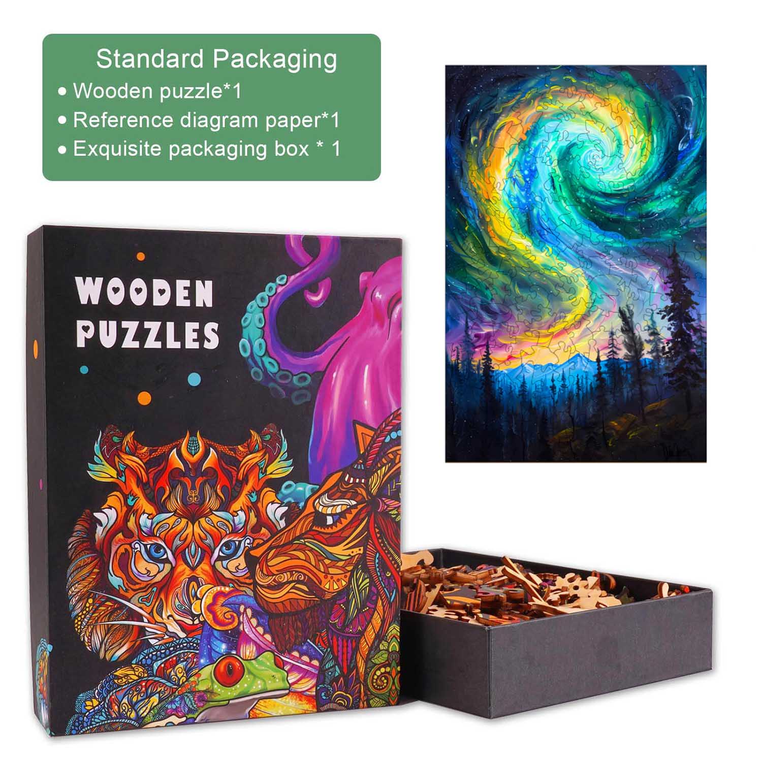 Night Aurora-1 Wooden Jigsaw Puzzle