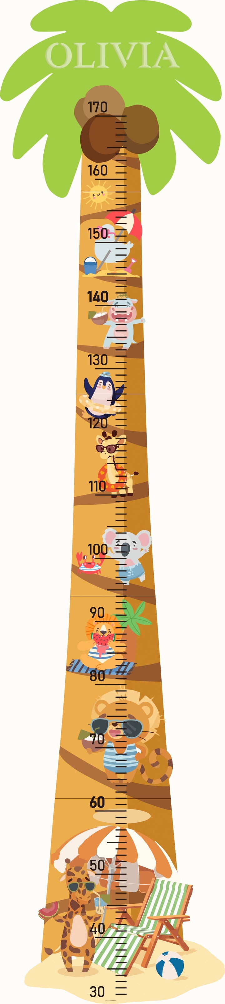 Personalized Wooden Coconut Palm Beach Growth Chart Ruler