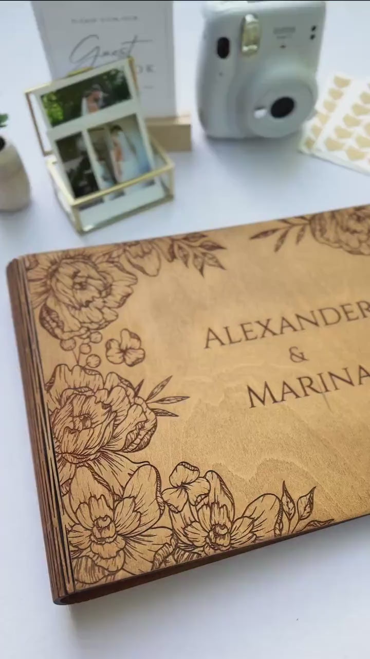 Wooden Photo Album - Engraved Polaroid Photo Album
