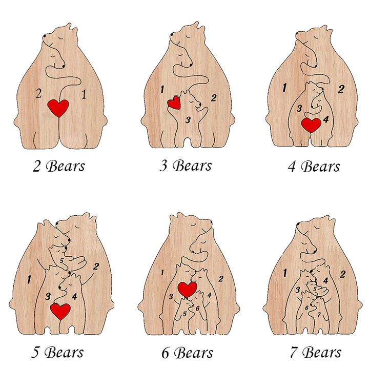 Personalized Bears Family Wooden Puzzle Decor