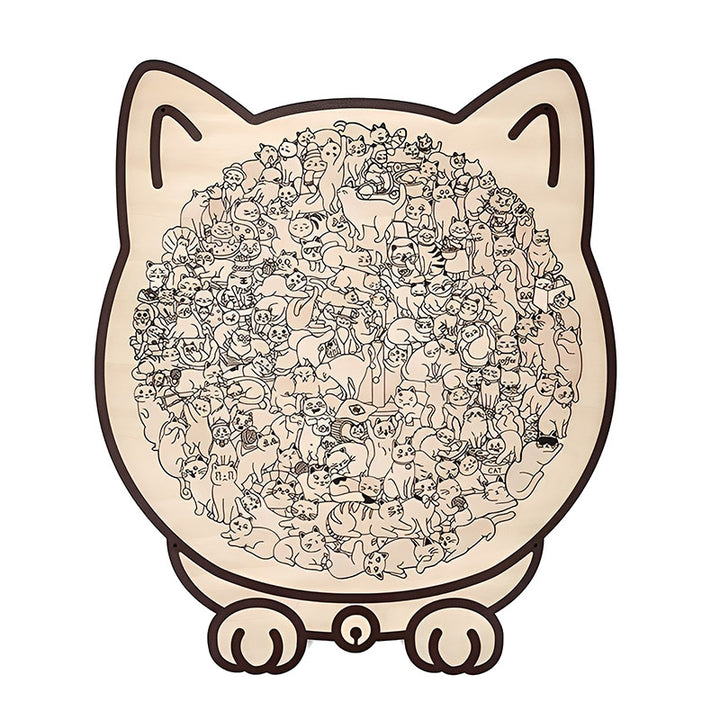 Morandi-Colored Cat Shaped Wooden Jigsaw Puzzle