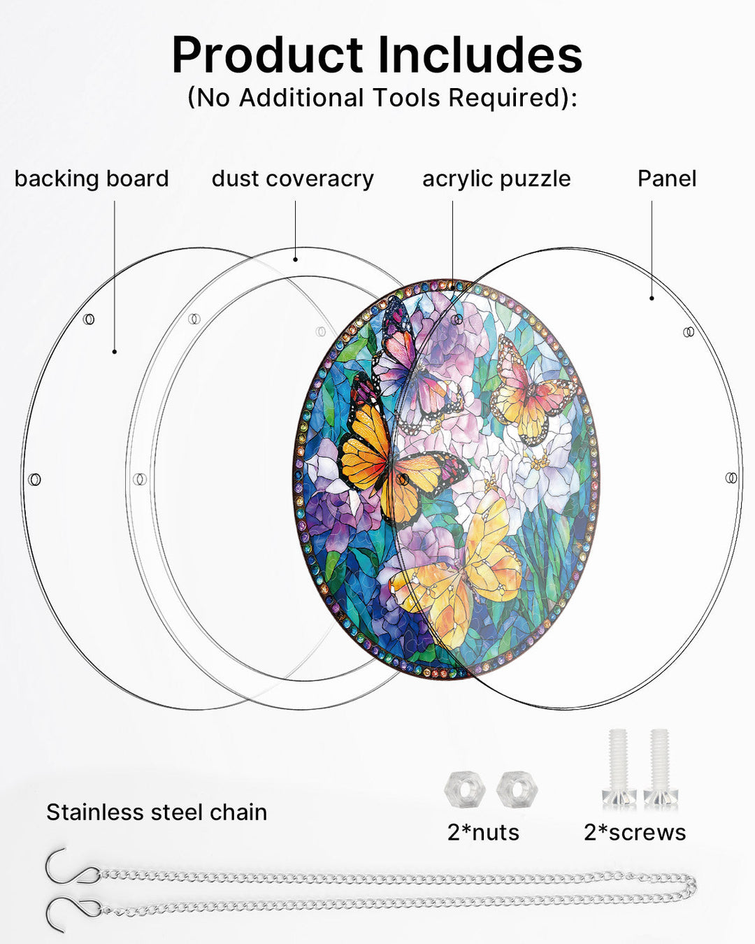 Acrylic Jigsaw Puzzle Suncatcher - Butterflies in Bloom