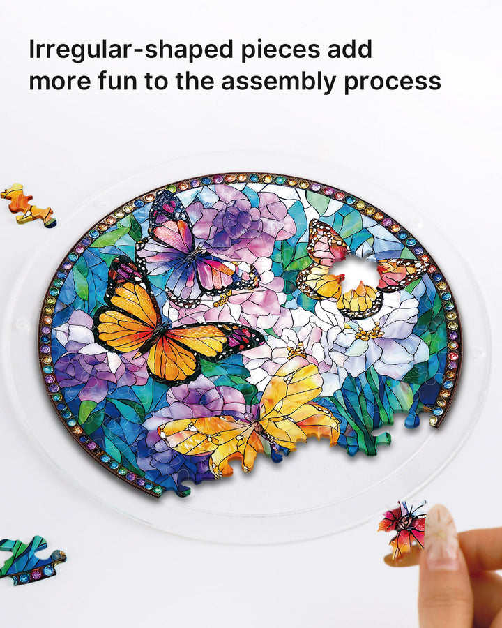 Acrylic Jigsaw Puzzle Suncatcher - Butterflies in Bloom
