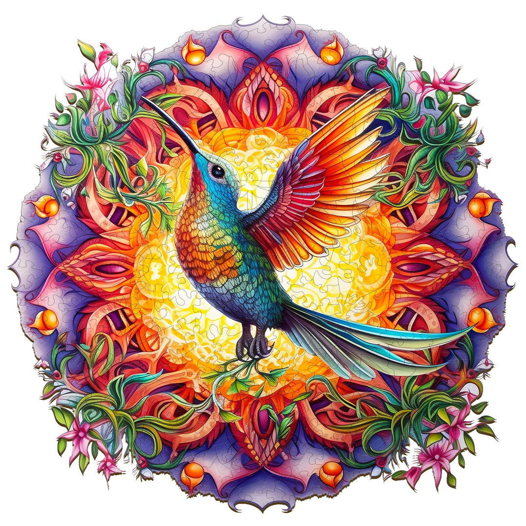 Mandala & Hummingbird 2 Wooden Jigsaw Puzzle