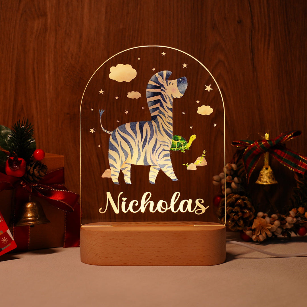 Personalized Baby Name Animal Style Night Light-Woodbests