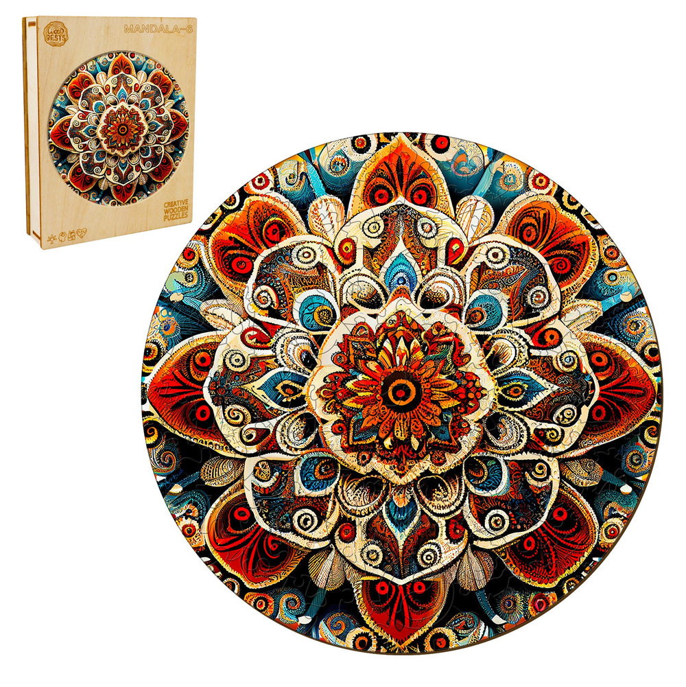 Mandala-6 Wooden Jigsaw Puzzle-Woodbests