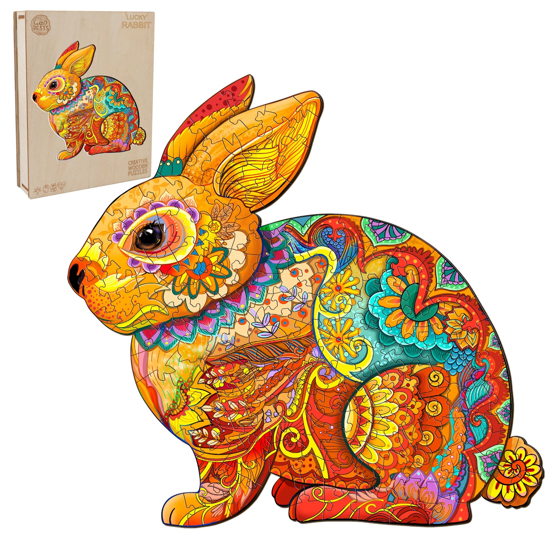 Jigsaw Rabbit Puzzle Draw Lucky Rabbit Animal Shaped Wooden Jigsaw Puzzle For Adults And Kids ...
