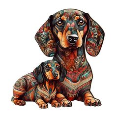 Dachshund Family - 2 Wooden Jigsaw Puzzle-Woodbests